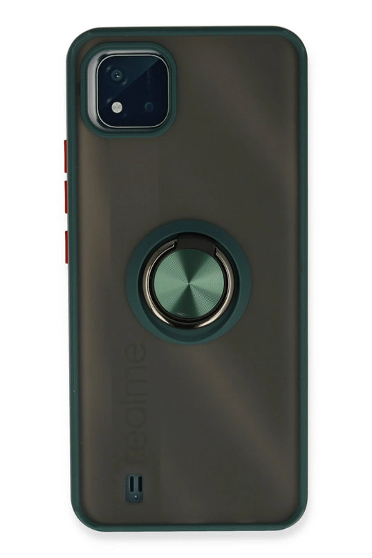 Realme C11 2021 Montreal Yüzüklü Silikon Kapak Kılıf - Yeşil