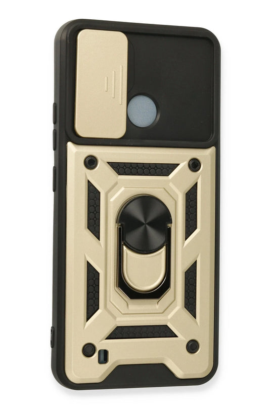 Realme C11 2021 Pars Lens Yüzüklü Silikon Kılıf - Gold 3