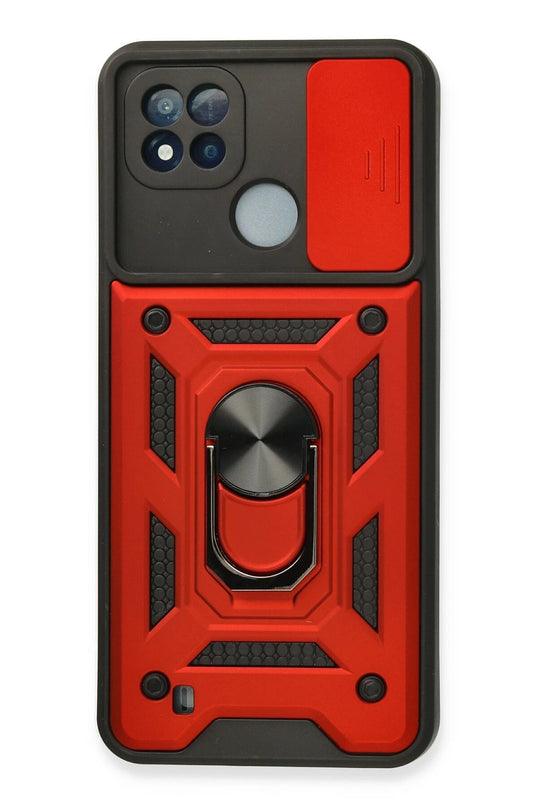 Realme C11 2021 Pars Lens Yüzüklü Silikon Kılıf - Kırmızı