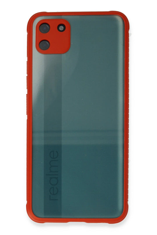 Realme C11 Miami Şeffaf Silikon Kılıf - Kırmızı 2