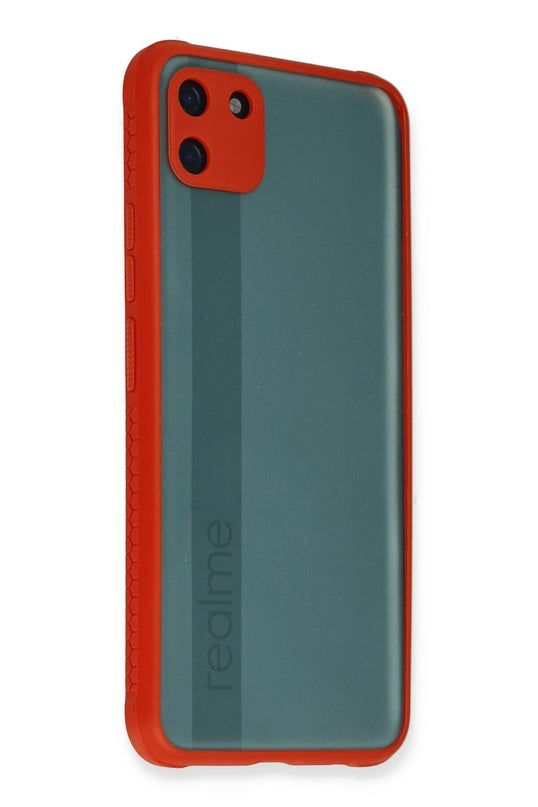Realme C11 Miami Şeffaf Silikon Kılıf - Kırmızı