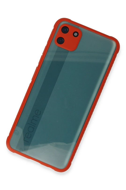 Realme C11 Miami Şeffaf Silikon Kılıf - Kırmızı 3
