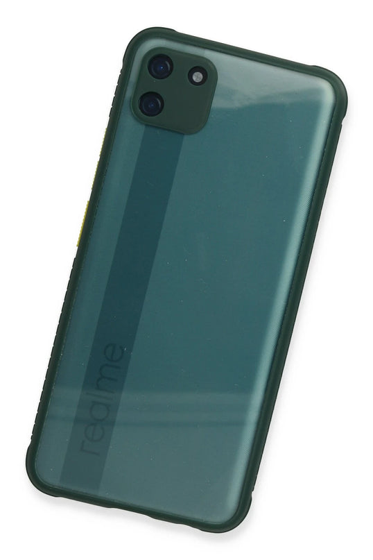 Realme C11 Miami Şeffaf Silikon Kılıf - Koyu Yeşil 3