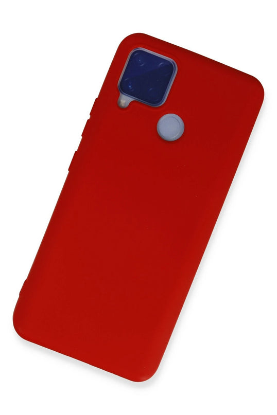 Realme C15 Nano içi Kadife Silikon Kılıf - Kırmızı 2