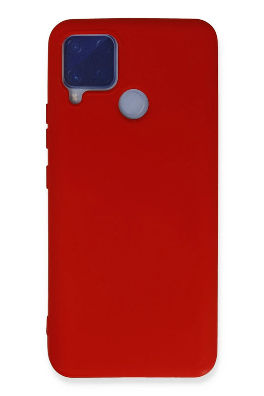 Realme C15 Nano içi Kadife Silikon Kılıf - Kırmızı