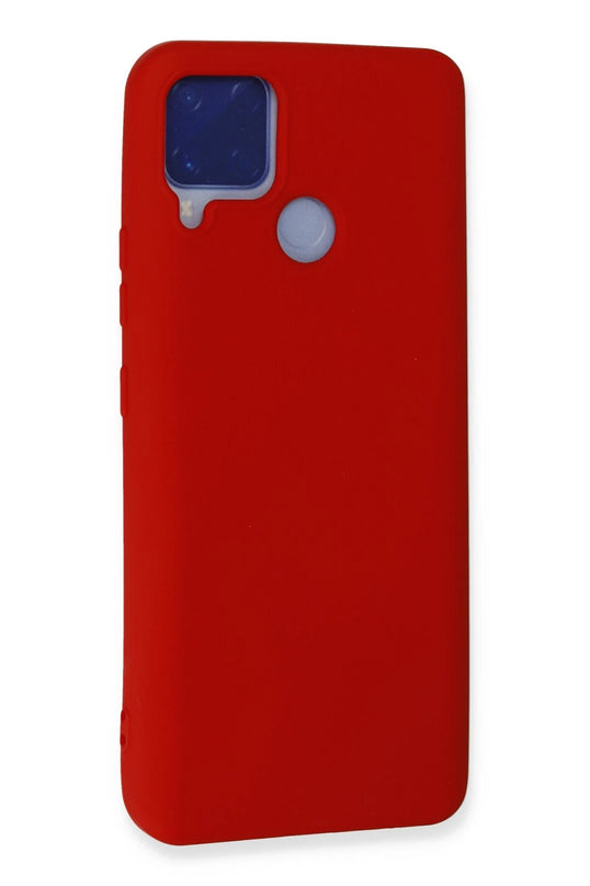 Realme C15 Nano içi Kadife Silikon Kılıf - Kırmızı 3