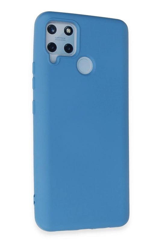 Realme C15 Nano içi Kadife Silikon Kılıf - Mavi