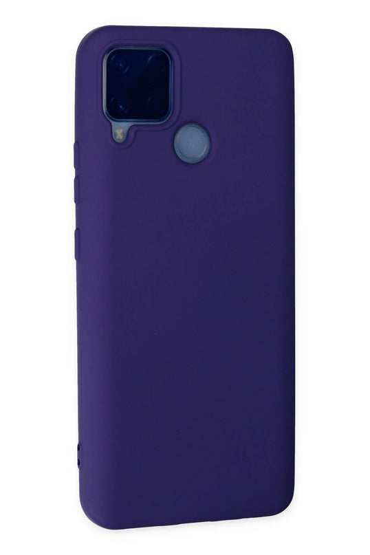 Realme C15 Nano içi Kadife Silikon Kılıf - Mor 3