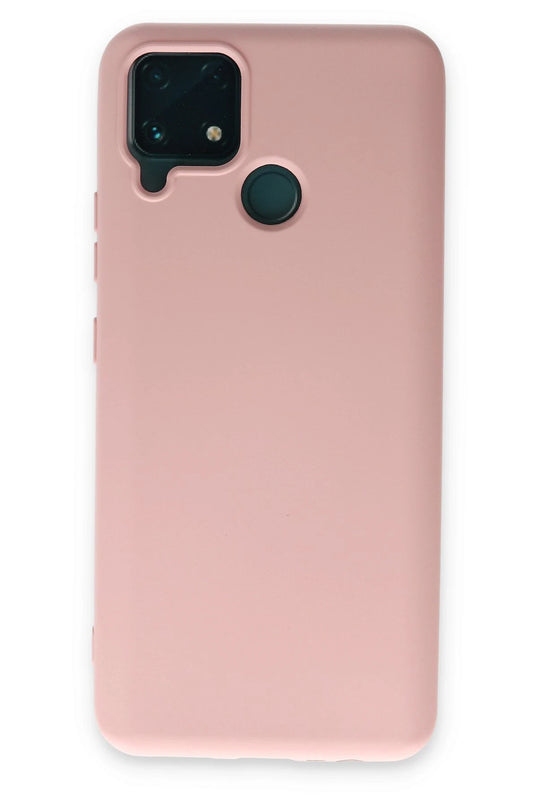Realme C15 Nano içi Kadife Silikon Kılıf - Pudra