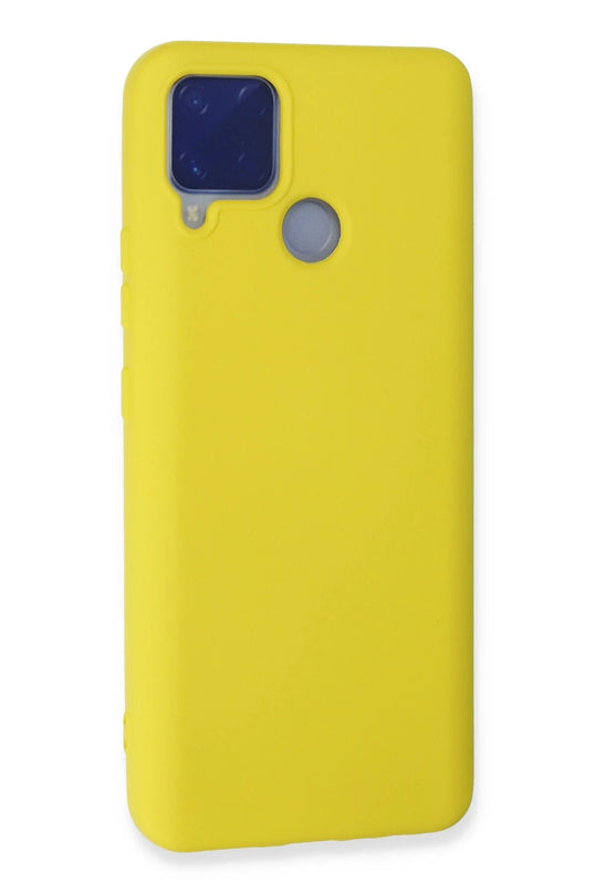 Realme C15 Nano içi Kadife Silikon Kılıf - Sarı 3