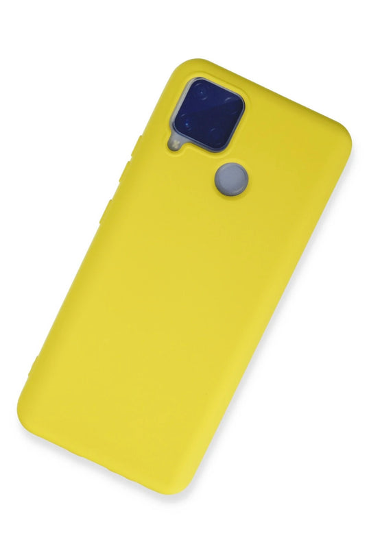 Realme C15 Nano içi Kadife Silikon Kılıf - Sarı 2