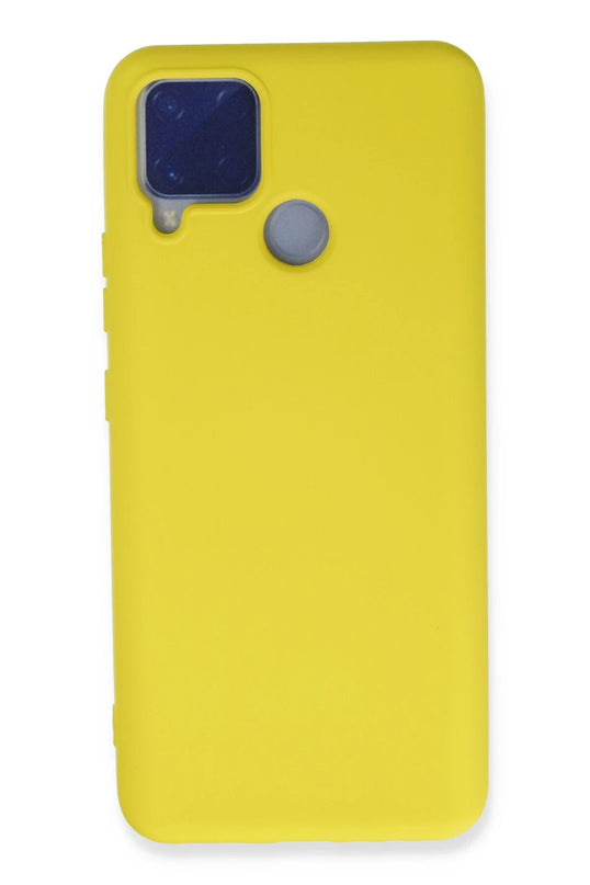 Realme C15 Nano içi Kadife Silikon Kılıf - Sarı
