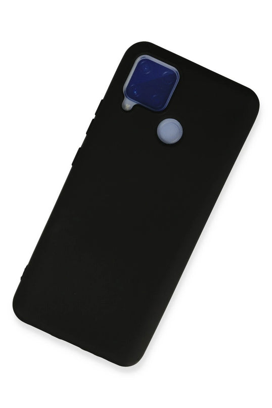 Realme C15 Nano içi Kadife Silikon Kılıf - Siyah 2
