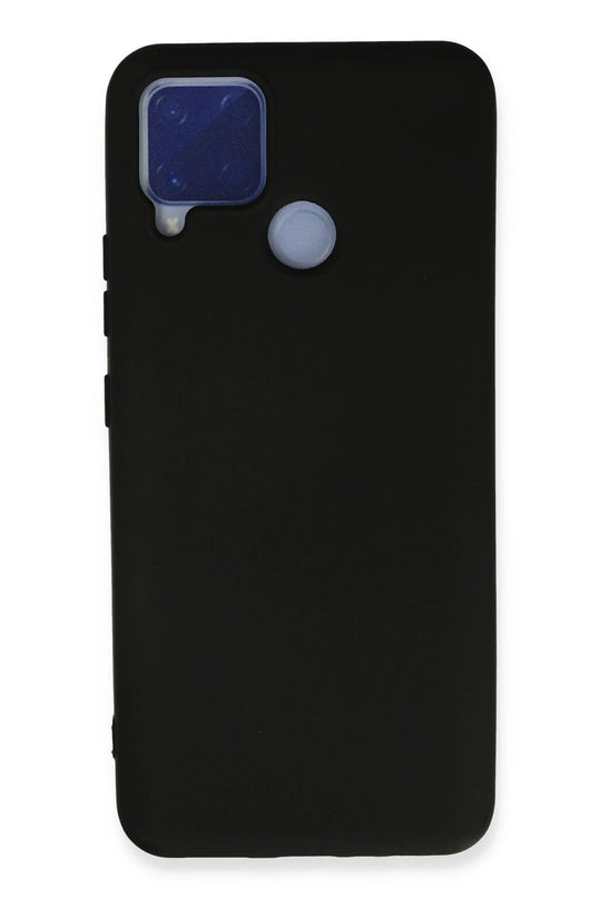 Realme C15 Nano içi Kadife Silikon Kılıf - Siyah