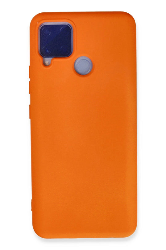 Realme C15 Nano içi Kadife Silikon Kılıf - Turuncu