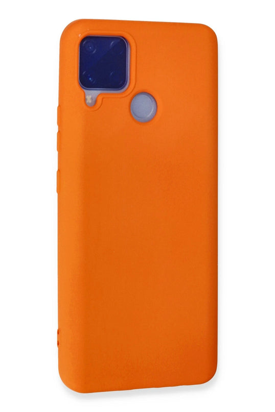 Realme C15 Nano içi Kadife Silikon Kılıf - Turuncu 3