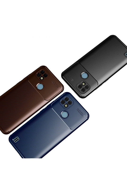 Realme C21 Auto Focus Karbon Kapak Kılıf - Kahverengi 3