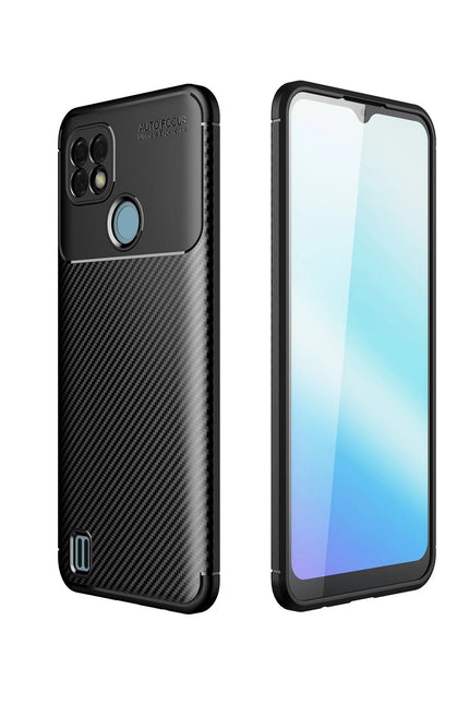 Realme C21 Auto Focus Karbon Kapak Kılıf - Siyah