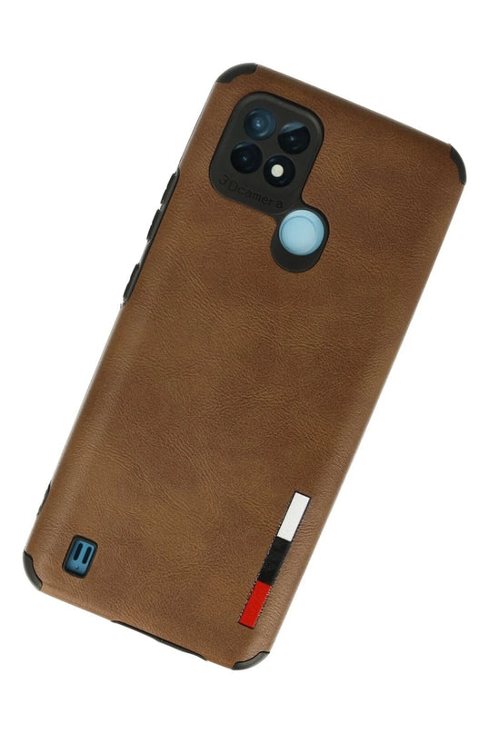 Realme C21 Loop Deri Silikon Kılıf - Kahverengi 2