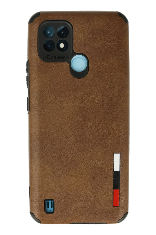 Realme C21 Loop Deri Silikon Kılıf - Kahverengi