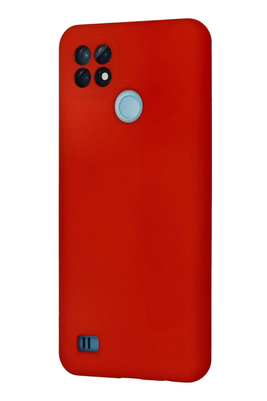 Realme C21 Nano içi Kadife Silikon Kılıf - Kırmızı 3