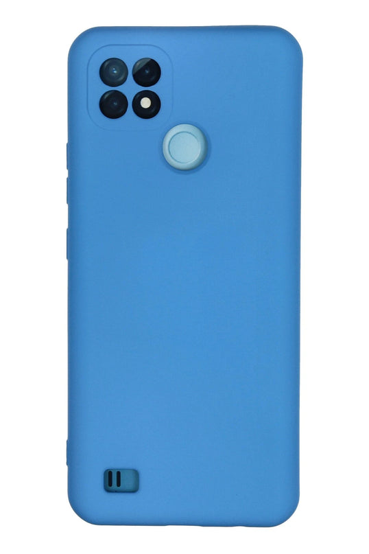 Realme C21 Nano içi Kadife Silikon Kılıf - Mavi
