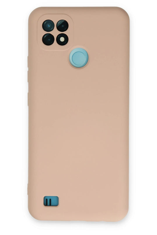 Realme C21 Nano içi Kadife Silikon Kılıf - Pudra