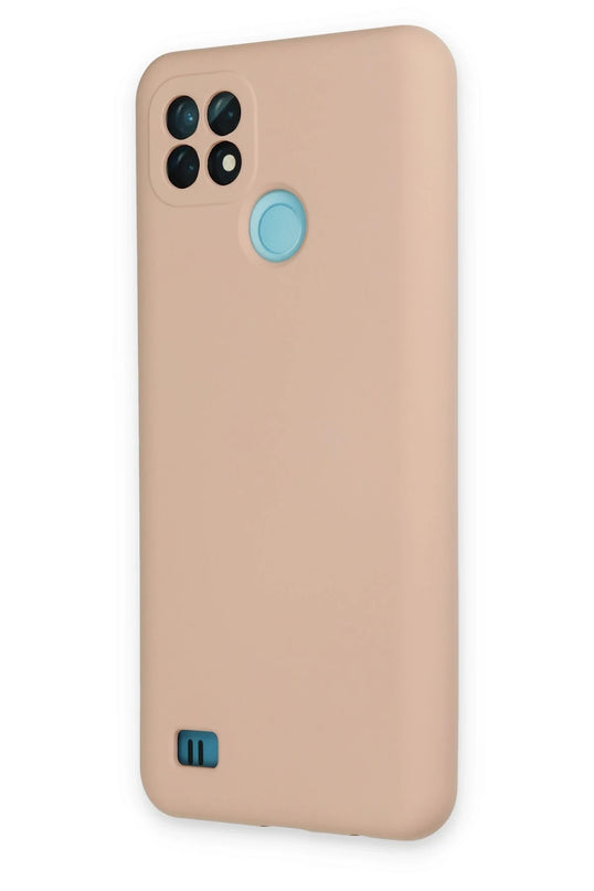 Realme C21 Nano içi Kadife Silikon Kılıf - Pudra 3