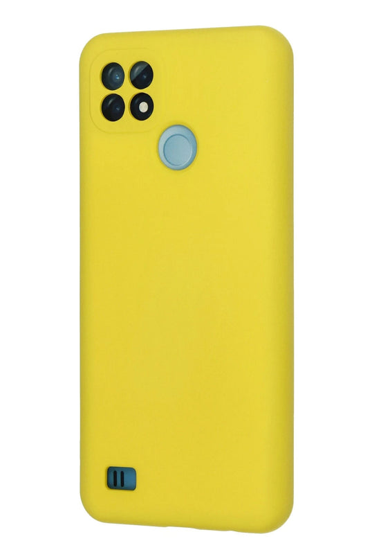 Realme C21 Nano içi Kadife Silikon Kılıf - Sarı 3