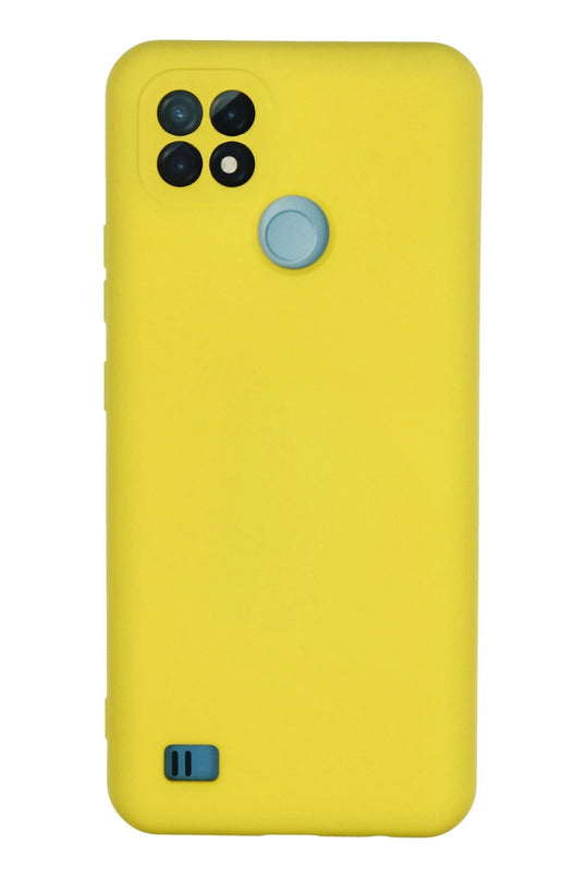 Realme C21 Nano içi Kadife Silikon Kılıf - Sarı