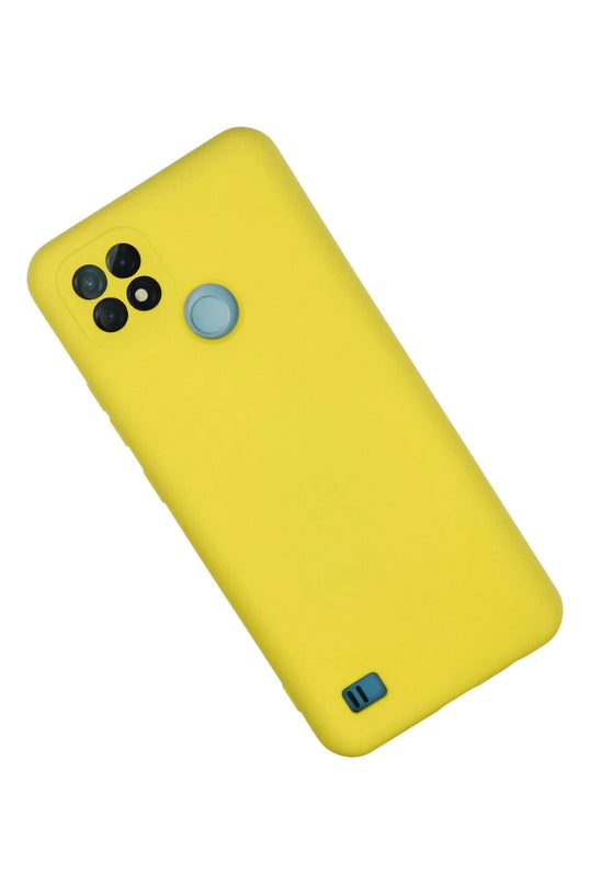 Realme C21 Nano içi Kadife Silikon Kılıf - Sarı 2