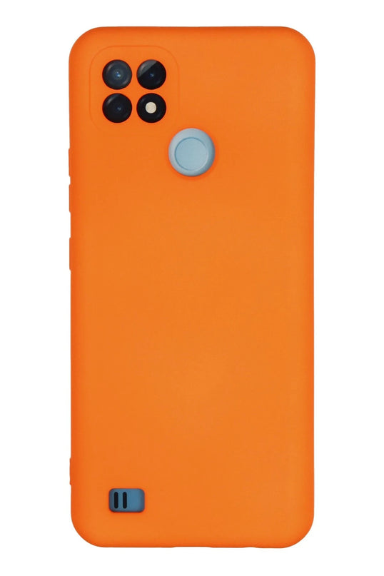 Realme C21 Nano içi Kadife Silikon Kılıf - Turuncu