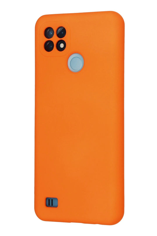 Realme C21 Nano içi Kadife Silikon Kılıf - Turuncu 3