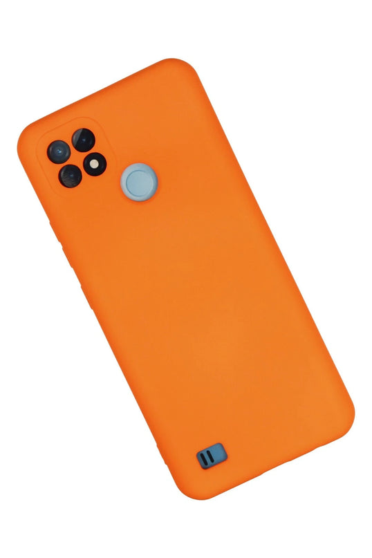 Realme C21 Nano içi Kadife Silikon Kılıf - Turuncu 2