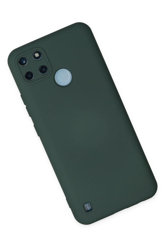 Realme C25Y Nano içi Kadife Silikon Kılıf - Koyu Yeşil 2