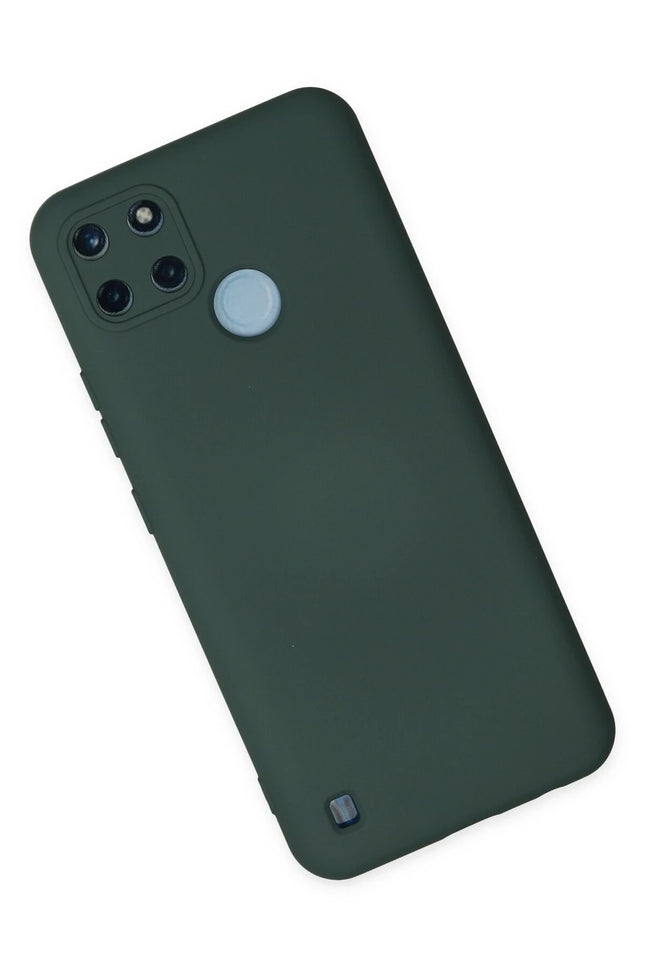 Realme C25Y Nano içi Kadife Silikon Kılıf - Koyu Yeşil 2