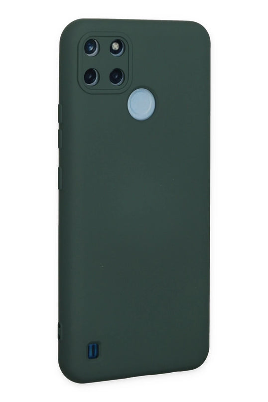 Realme C25Y Nano içi Kadife Silikon Kılıf - Koyu Yeşil 3