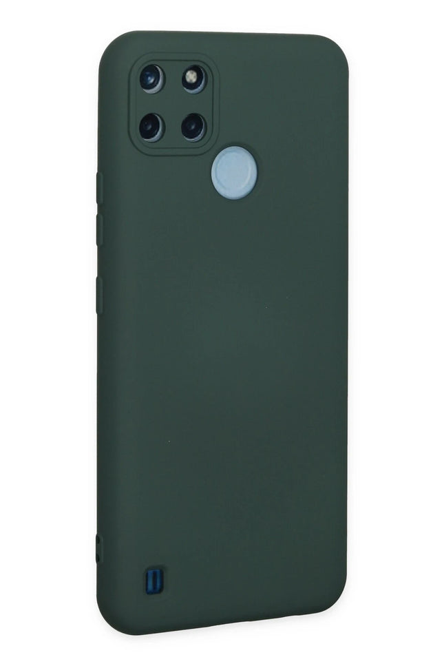 Realme C25Y Nano içi Kadife Silikon Kılıf - Koyu Yeşil 3