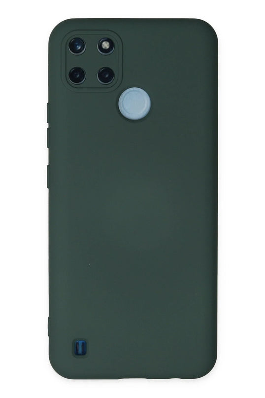 Realme C25Y Nano içi Kadife Silikon Kılıf - Koyu Yeşil