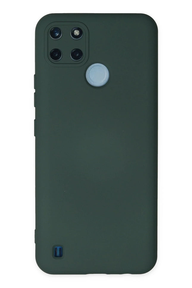 Realme C25Y Nano içi Kadife Silikon Kılıf - Koyu Yeşil
