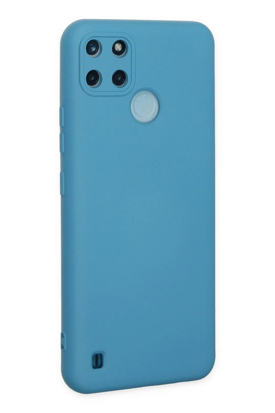 Realme C25Y Nano içi Kadife Silikon Kılıf - Mavi 3