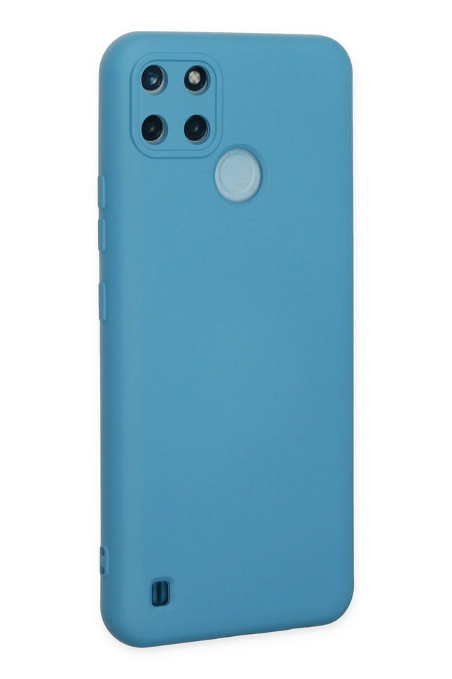 Realme C25Y Nano içi Kadife Silikon Kılıf - Mavi 3