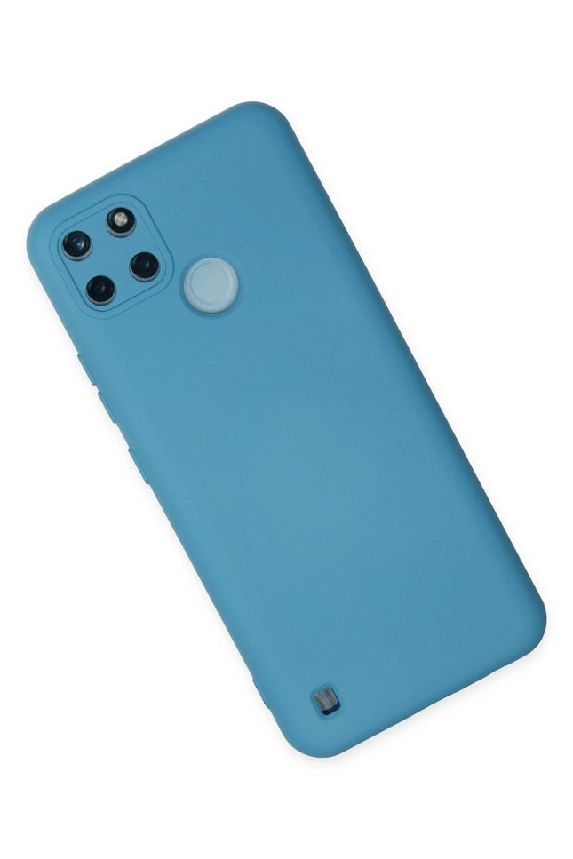 Realme C25Y Nano içi Kadife Silikon Kılıf - Mavi 2