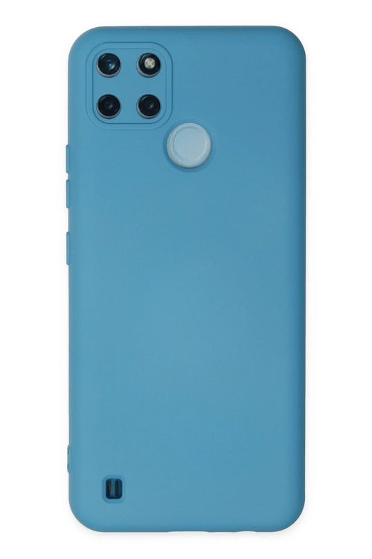 Realme C25Y Nano içi Kadife Silikon Kılıf - Mavi