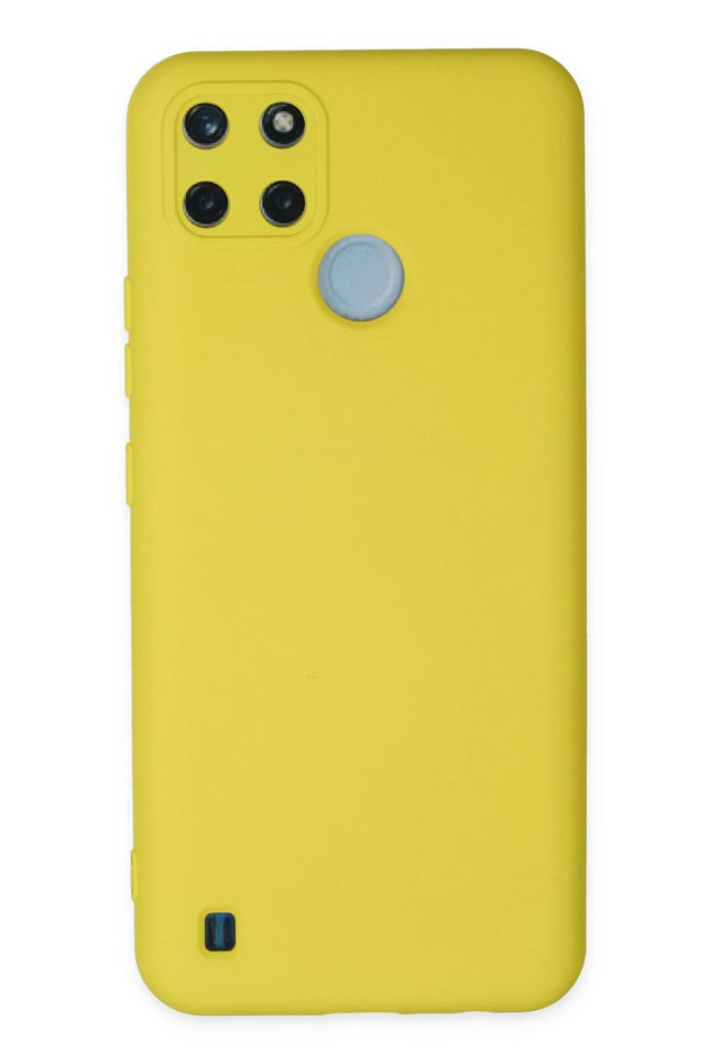 Realme C25Y Nano içi Kadife Silikon Kılıf - Sarı