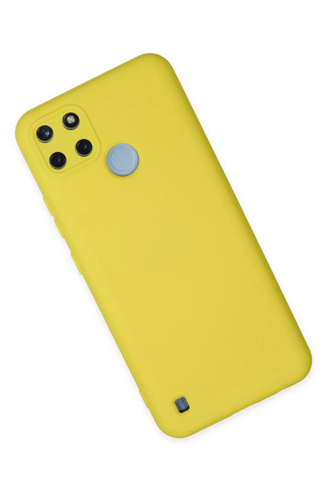 Realme C25Y Nano içi Kadife Silikon Kılıf - Sarı 2