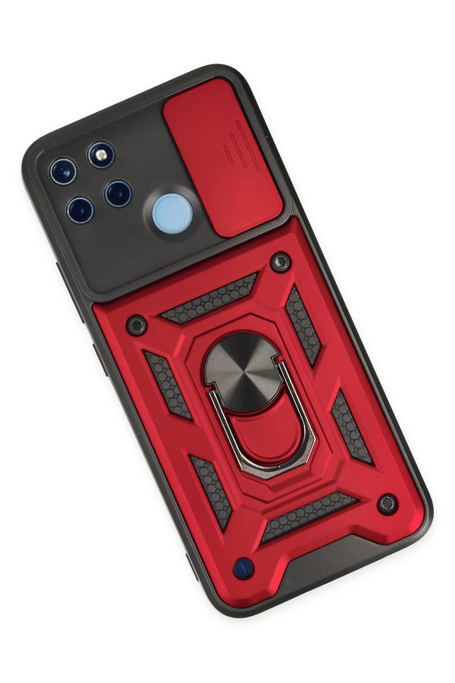 Realme C25Y Pars Lens Yüzüklü Silikon Kılıf - Kırmızı 3