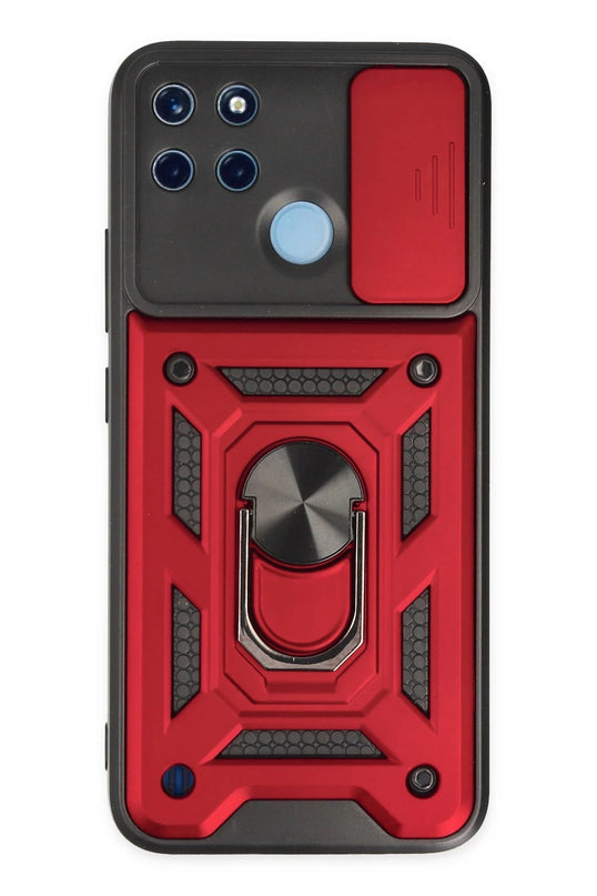 Realme C25Y Pars Lens Yüzüklü Silikon Kılıf - Kırmızı