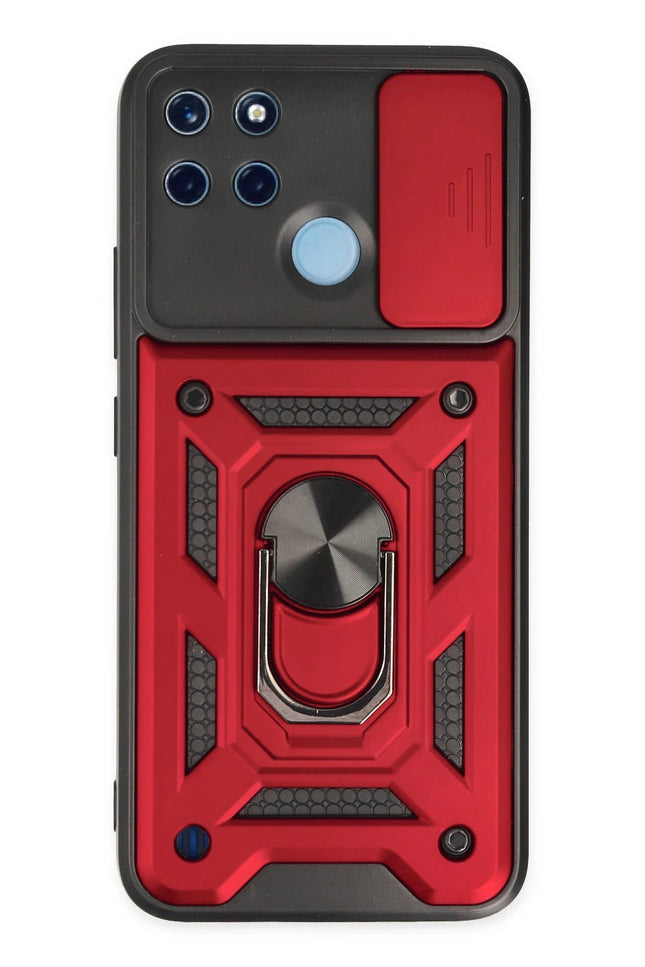Realme C25Y Pars Lens Yüzüklü Silikon Kılıf - Kırmızı
