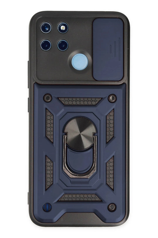 Realme C25Y Pars Lens Yüzüklü Silikon Kılıf - Lacivert